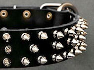 Black Leather Spiked Dog Collar for DOG