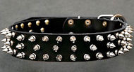 Black Spiked Leather Dog Collar for all dogs