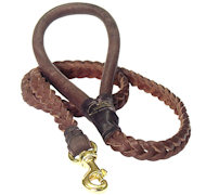 Braided Leather Dog Leash with Round Handle Braided Leather Dog Leash with Round Handle