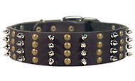 Walking dogs Spike Studded Collar/2" wide Leather Studs collar