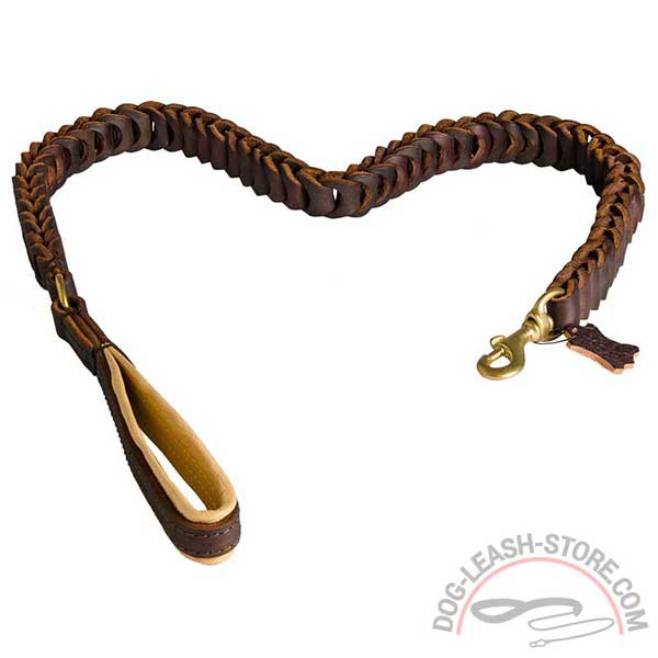Braided Leather Dog Leash Pressure Resistant