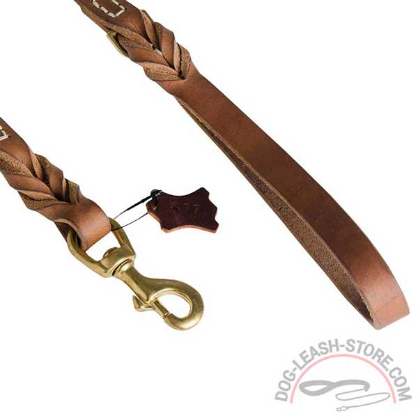 Rustproof Brass Snap Hook of Leather Dog Leash