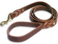 Handcrafted brown leather dog leash for walking and tracking L-3