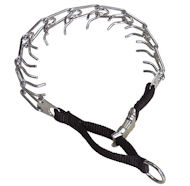 Dog pinch collar with nylon loop and quick release buckle