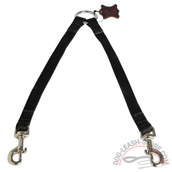 Black Nylon Dog Leash Couplers For Dogs Combine Clip Walk Pups at Once Pick  Size(24 x 5/8 Two Way Basic Black)