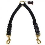 2 Dogs Walking Leather Coupler with Braids
