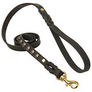 Studded Leather Dog Leash For Walking And Tracking