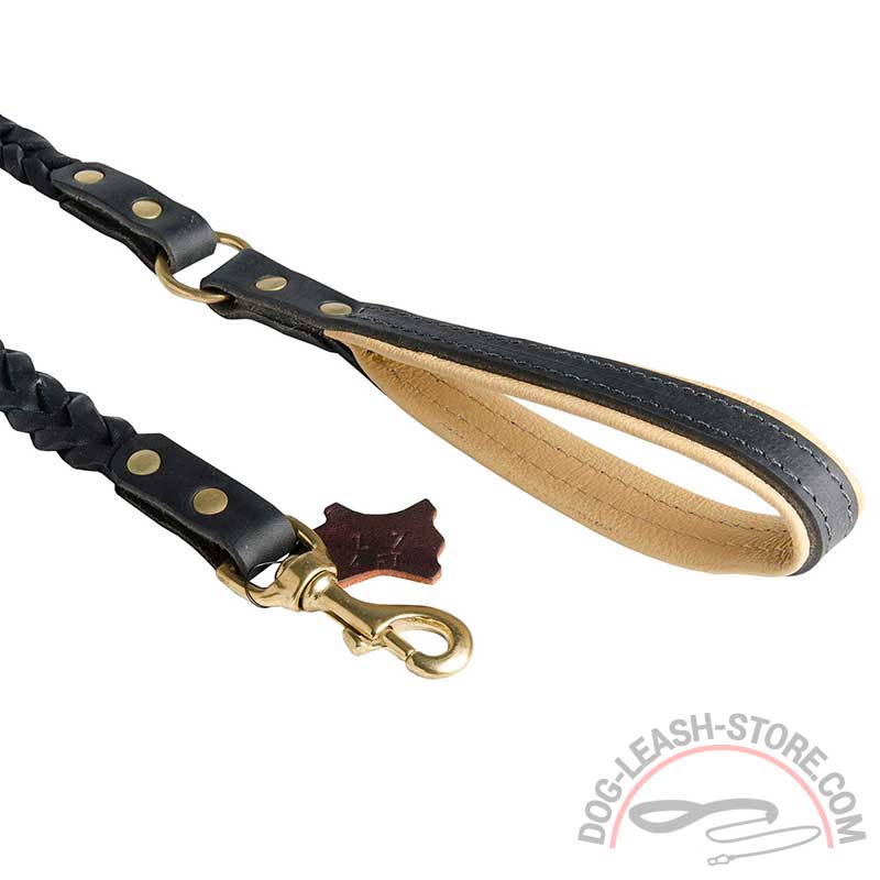 Buy Braided Leather Dog Leash | Nappa Padded Handle