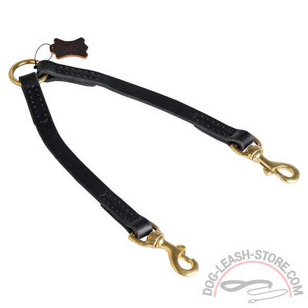 Dog Coupler Leather with Stitching