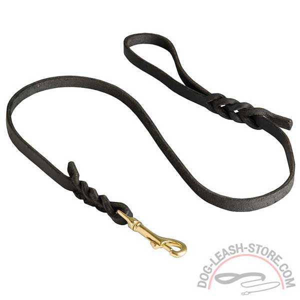 Genuine Dog Leash Leather with Brass Hook