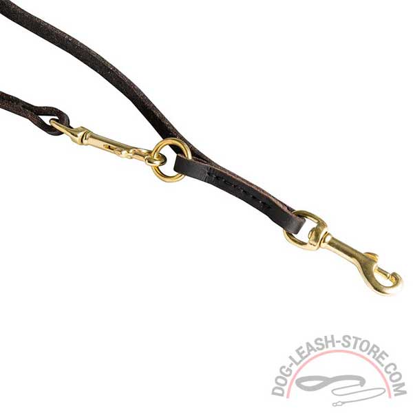 Leather Dog Leash Easily Adjustable  Hooks