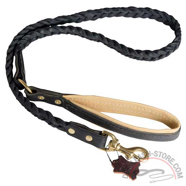 Braided Leather Dog Leash