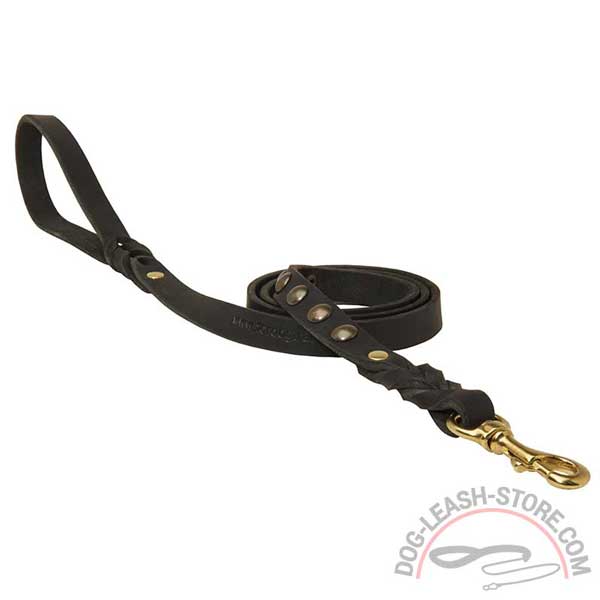 Decorated Leather Dog Leash with Studs