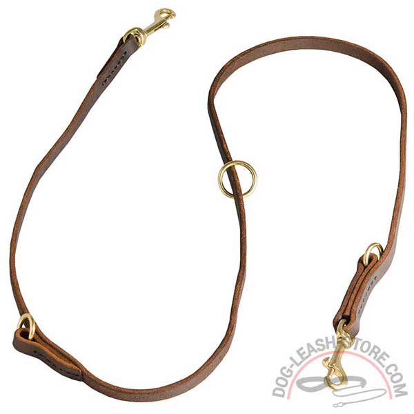 Leather Multimode Dog Leash Floating Ring