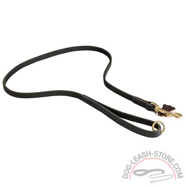 Natural Leather Dog Leash with Floating Ring