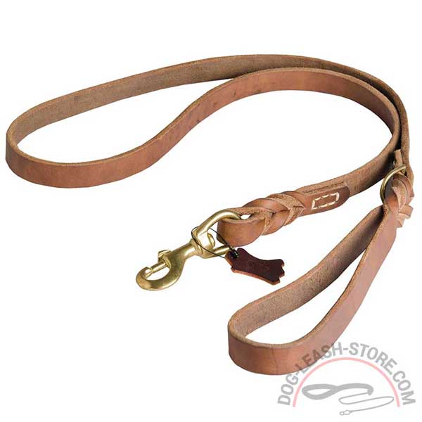 Leather Latigo Dog Leash Brown