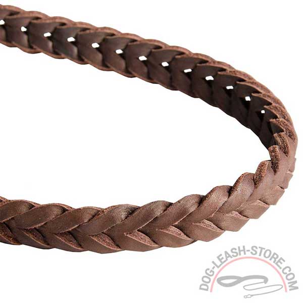 Elegant Leather Natural Braiding of Dog Leash