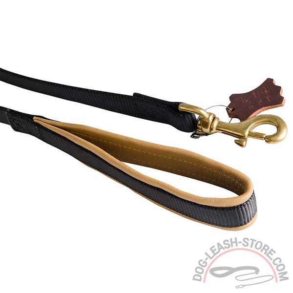 Padded Handle Soft Leather of Nylon Dog Leash